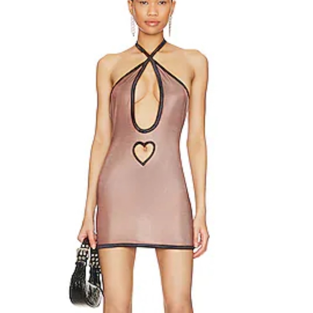 Poster Girl Kylie Dress Brown mini dress Heart Cutout romper one piece Revolve M